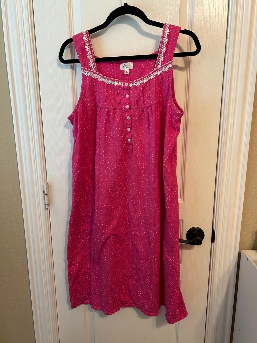Aria Collection L 100% Cotton Pink & White Polka Dot Gown